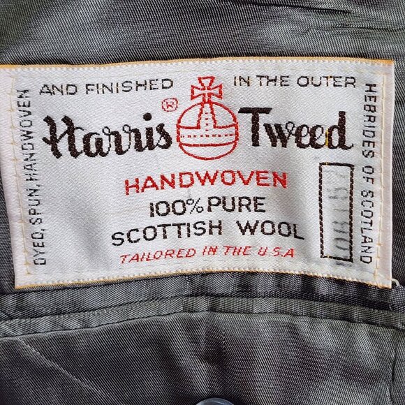 Mens Harris Tweed Wool Blazer Nordstrom Handwoven Scottish Herringbone Gray Size - Picture 4 of 12